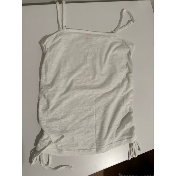 $100 New Goldie Lewinter White Side Ruched Tank - Pima cotton - Small - Picture 1 of 3